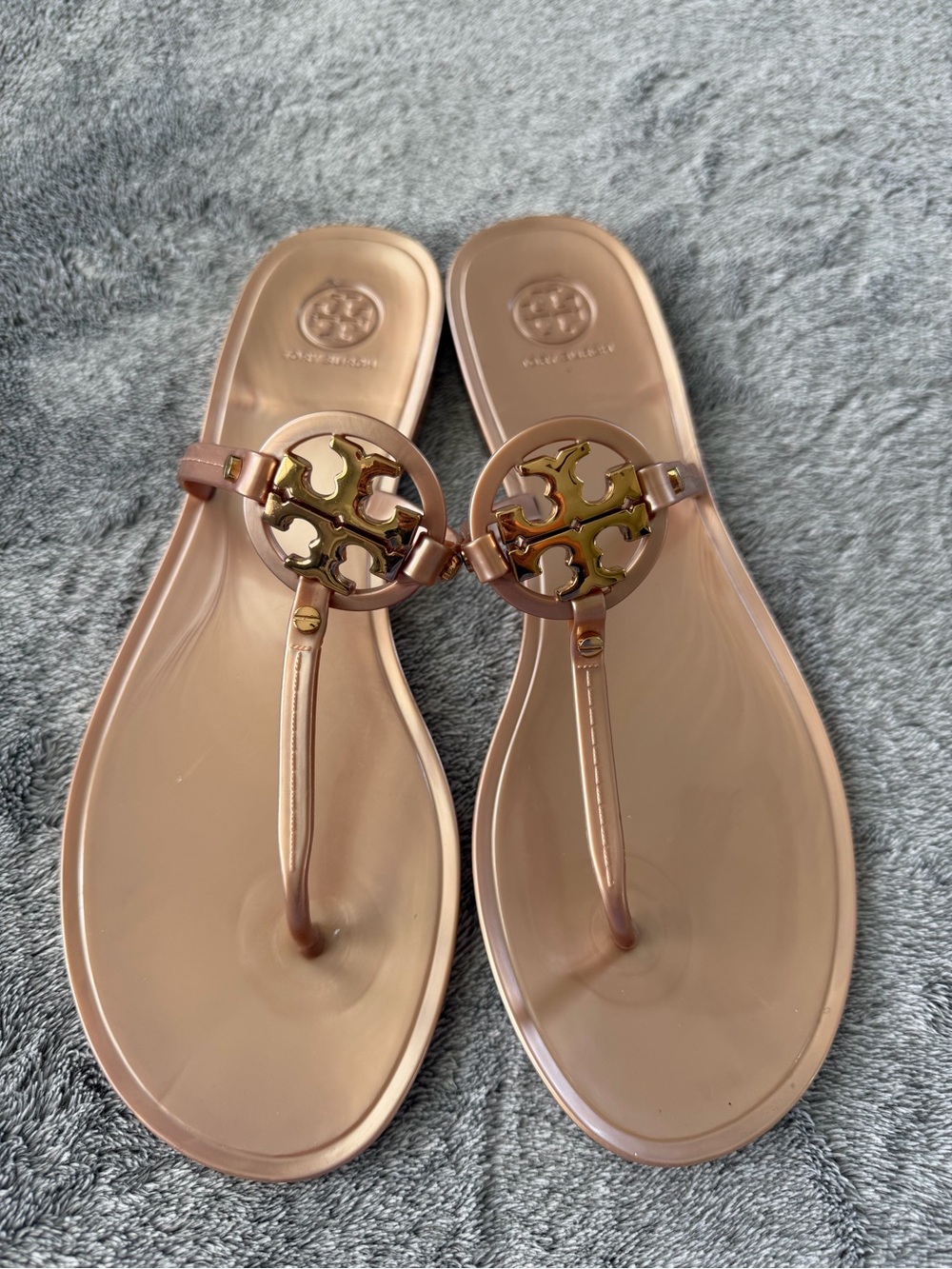 Tory Burch Mini Miller Jelly Thong Sandals  Rose Gold